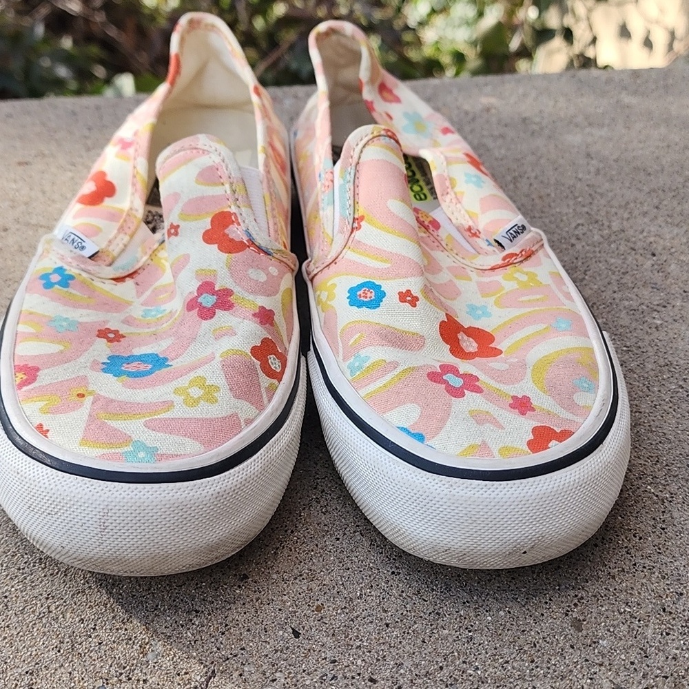 Vans Slip-On Floral Canvas Sneakers in Pink, Blue, Red, Yellow - Picture 5 of 7